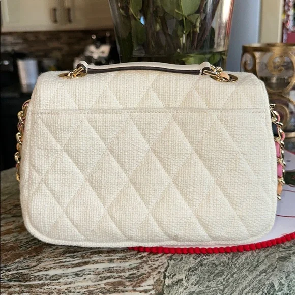 NWT Kate Spade Cream Quilted Shoulder Bag with Colorful Chain - Picture 3 of 6